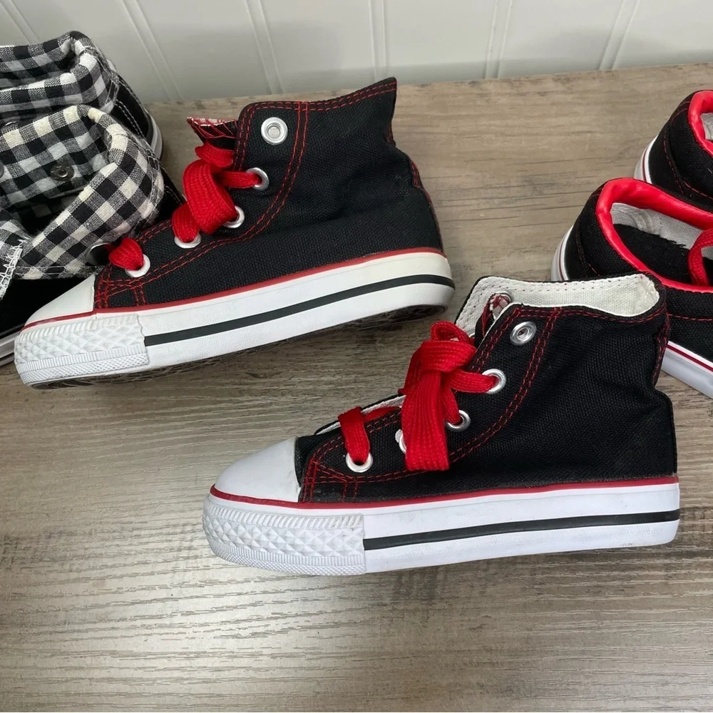 Kids sz 7 Toddler Black, White and Red Canvas Sneaker Bundle of 3 Everyday use - Picture 5 of 15
